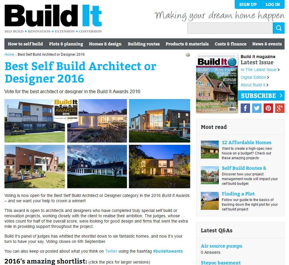 Nomination: Best Self-Build Architect or Designer